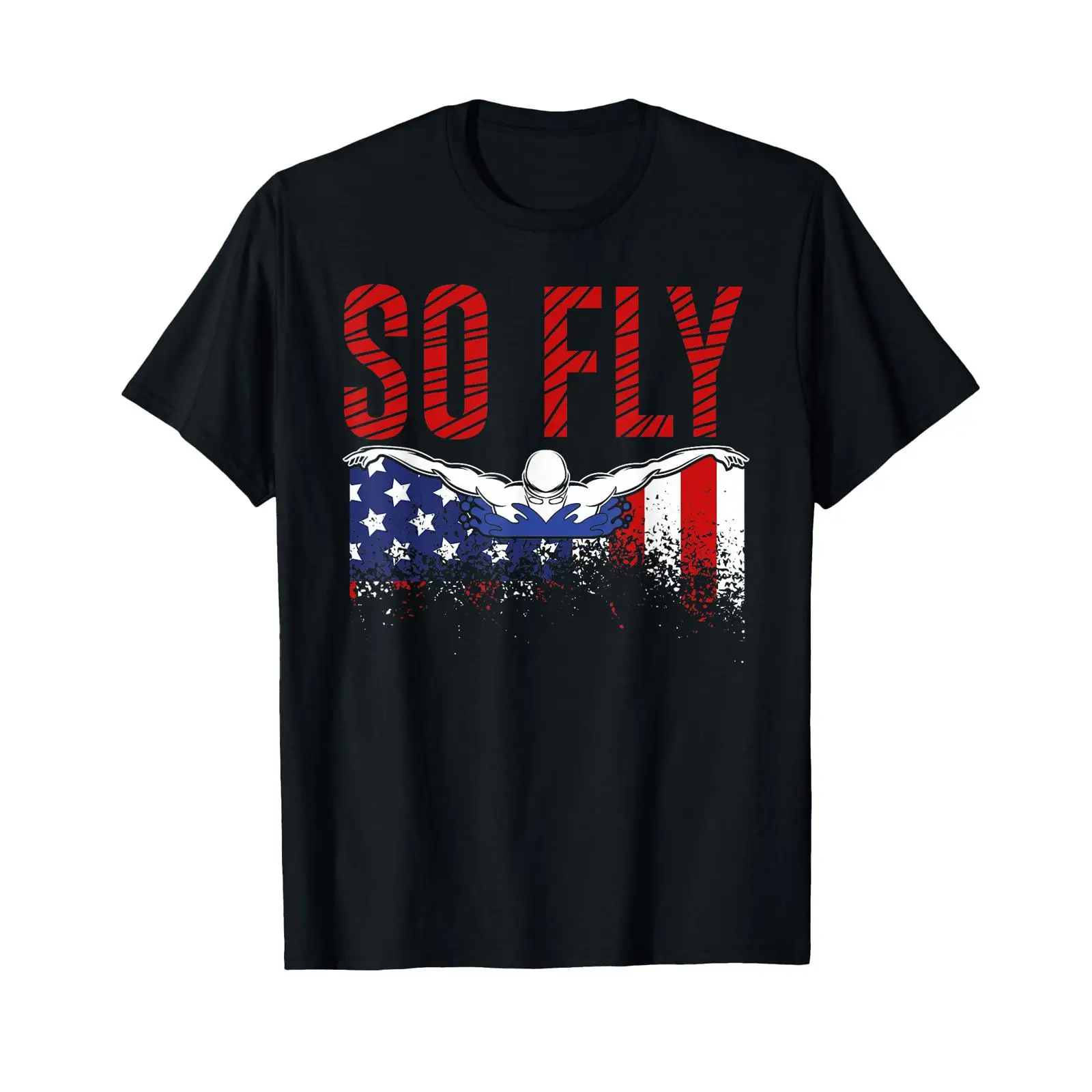 Aquatic Sports Swimming - เสื้อยืดทีมว่ายน้ำ So Fly USA สำหรับนักกีฬาว่ายน้ำสหรัฐอเมริกา สไตล์วินเทจ
