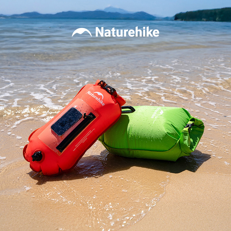 Swim Buoy Open Water - Naturehike 2026 รุ่นอัปเกรด ทุ่นลอยน้ำเป่าลมแบบเปิด พร้อมถุงกันน้ำแบบคู่ สำหรับว่ายน้ำ